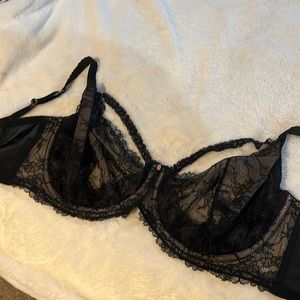Cacique bra 42H black lace lined in nude mesh